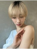 マッシュショート×ハイトーンベージュ