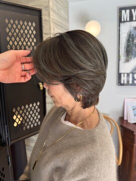 ヲタク(wotaku.) グレージュ透明感カラー白髪ぼかしハイライトダブルカラーグレー