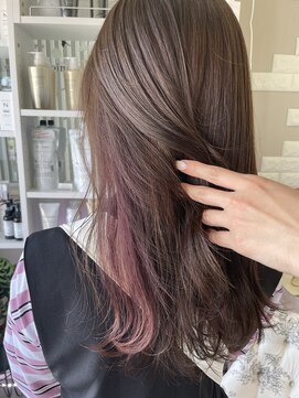 ヘアーズファイン(hair's fine) 20代30代大人可愛いイヤリングカラーピンクロブヘアー赤み消し