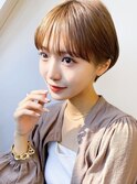 透明感ブリーチなしラテベージュマッシュ小顔ショートボブ