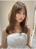 韓国ヘアハッシュカットレイヤーカットグレージュブリーチ無し