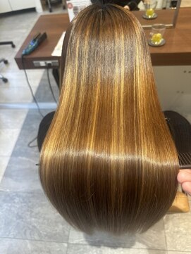 エイクス ヘア デザイン×美髪クリニック 千葉(AQs hair design) くびれヘア/アプリコットオレンジ/夏/髪質改善[千葉駅]