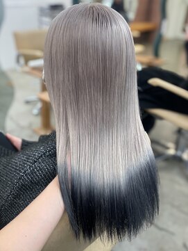 プネル 渋谷(PUNEL) 【裾カラー】シルバーグレー×ブラック グラデーション