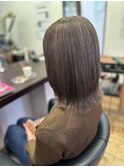 脱白髪染め ブラウンカラー ミディアムボブ