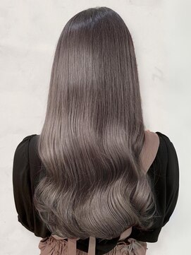 アース 明石店(EARTH) 髪質改善カラーくびれ巻き髪ロングヘア透明グレージュ