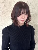 プリモ ココ 鍋島店(Primo coco.)&nbsp;顔周りレイヤー 外ハネ くびれヘア 前髪カット レッドブラウン