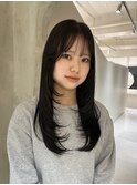 顔まわりカット/切りっぱなし/ミディアム/切りっぱなし／ボブ
