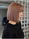 ショートボブミルクティーベージュカラーダブルカラーハイトーン
