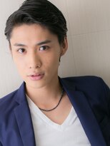 メンズヘア ビーセカンド 草加店(MENS HAIR B-2) アッシュブラック七三オールバック刈り上げベリーショートY草加