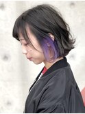 インナーカラー　パープル　ボブ