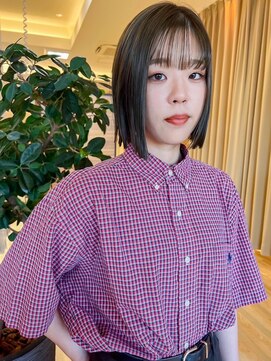 バランス ヘアーアンドアイラッシュ 野田店(balance.) 切りっぱなし×オリーブグレージュ