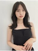 上品な韓国風フェイスレイヤーミディアム/2wayバング/グレージュ