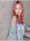 【kumu】ピンクベージュ×韓国風レイヤーウザバング.