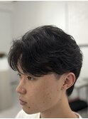 ニュアンスパーマセンターパートワンカールパーマ韓国メンズ