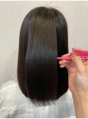 大人可愛い透明感ストレートミディアム黒髪暗髪
