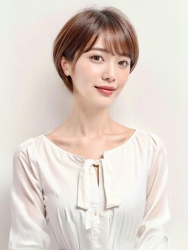 ダブルバイグリッター(W by GRITTERs) ミルクティーブラウン 丸みショート 前髪カット 顔周りカット