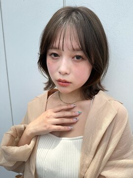 ロンドプランタン 恵比寿(Lond Printemps) ミニレイヤーカット顔周りカットオリーブブラウン韓国ミディアム