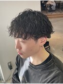 波巻きツイストスパイラルパーマメンズマッシュ