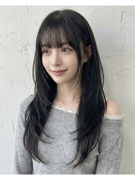 ナチュラル艶ロング×シースルーバング