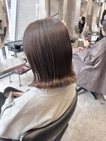 ジーナ 池袋(Zina) #ラテブラウンの切りっぱなしボブ×髪質改善