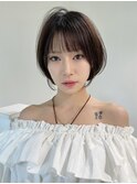丸みショートボブ/カーテンバング/顔周りカット/ダークブルー