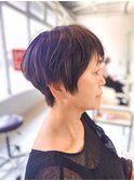 【40代・50代・60代 白髪ぼかし】淡いピンクのショートヘア