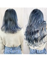 エクステ専門店あるじゃんすー 宇都宮店 ブルーグレー#シールエクステ#フリンジウェーブ#エクステ#宇都宮