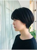 黒髪×マッシュショート