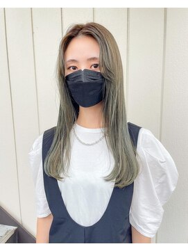 フルール(hair place Fleur) 全頭ハイライト×グリーングレージュカラー