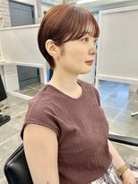 キートス 高知店(kiitos)&nbsp;◯シースルーバングコンパクトマッシュショートピンクオレンジ