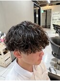 波巻きパーマ　波巻きスパイラルパーマ　メンズマッシュパーマ