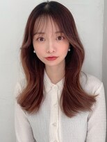 ハニー 町田(HONEY) 小顔レイヤー　クワンクヘア　韓国風　ミルクベージュ