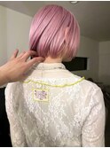 ペールピンク　ボブ　春カラー　卒業式カラー