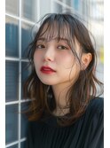 くびれヘア/肩下ミディアム/顔まわり/【lana hair 新宿】