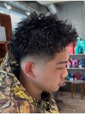 短髪パーマスパイキーパーマメンズショートパーマ原宿フェード
