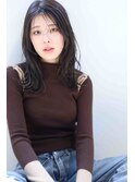 韓国暗髪 黒髪 鎖骨ミディアムレイヤーイメチェンストレート