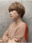 小顔 マッシュショート ベージュ パーマ 20代30代40代50代