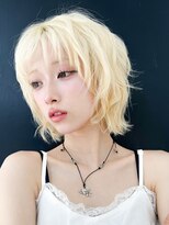 ミモザワークス(Mimosa Works) 渋谷顔周りレイヤーボブレイヤーカットブロンドカラーくびれヘア