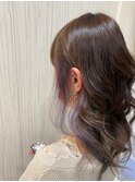 大人かわいい/セミロング/インナーカラー/バイオレット