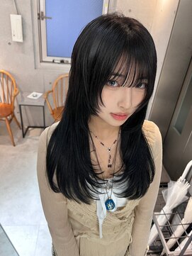 サンド 鹿児島中央(sand) 黒髪/グレーベージュ/レイヤーロング/前髪パーマ[鹿児島駅]