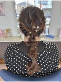 ヘアアレンジパーティーヘア編みおろし大人かわいい