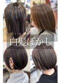 30代40代50代白髪ぼかしハイライト/白髪/ショートカット
