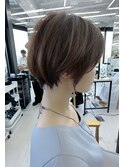 魅力倍増カールシアーカラーショートヘアダークアッシュ