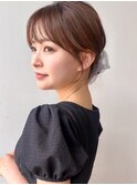 夏のヘアアレンジ/レイヤーカット/前髪カット/オリーブベージュ
