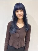 ブリーチ ダブルカラー ブルー ロング レイヤー 大須