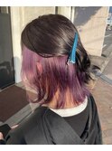 #インナーカラー#インナーボブ#紫カラー#パープルカラー