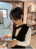 大人可愛い20代30代40代黒髪前下がりショートボブ丸みショート◎
