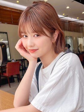 ラフ フロム ガーデン(Laf from GARDEN) 柔らかくびれボブ/前髪カタログ/ピンクベージュ