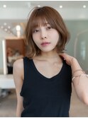 20代30代大人可愛い前髪/丸顔マチルダボブ/外ハネレイヤーカット