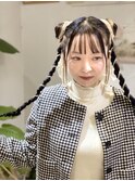 三つ編みウィッグアレンジ